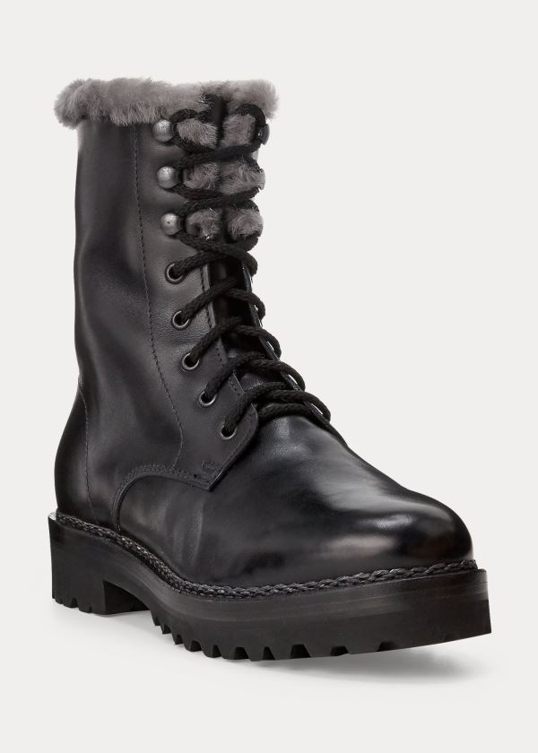 Ralph Lauren Jenkins Shearling-Podšité Boot Černé | STLzqQ3V