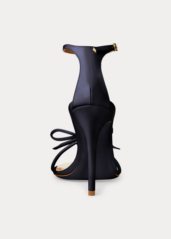 Ralph Lauren Jennefer Bow Lakovaná Sandal Tmavě Blankyt | 3NONd5LW