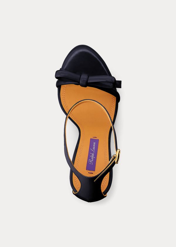 Ralph Lauren Jennefer Bow Lakovaná Sandal Tmavě Blankyt | 3NONd5LW