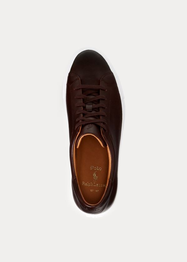 Ralph Lauren Jermain Læder Sneakers Hnědé | 2tsraoGg