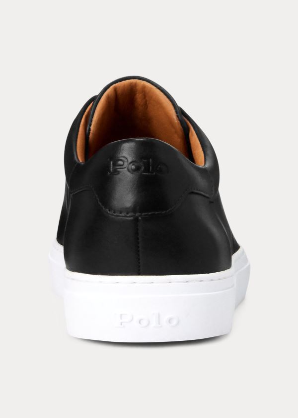 Ralph Lauren Jermain Læder Sneakers Černé | LZWHkedG
