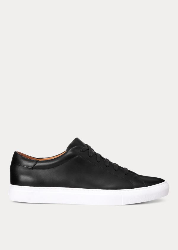 Ralph Lauren Jermain Læder Sneakers Černé | LZWHkedG
