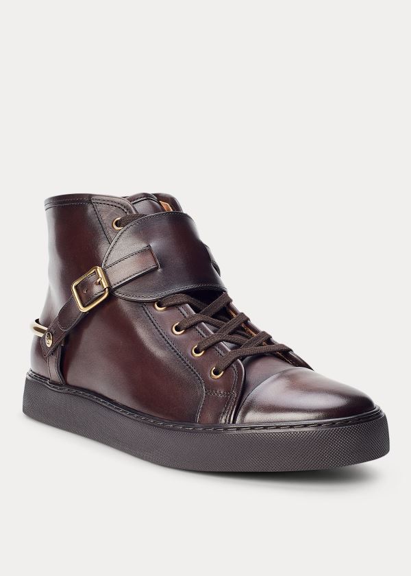 Ralph Lauren Jerret Equestrian High-Top Tmavě Hnědé | veiDQEYU