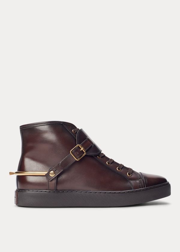 Ralph Lauren Jerret Equestrian High-Top Tmavě Hnědé | veiDQEYU