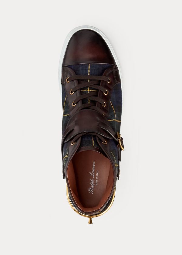 Ralph Lauren Jerret Tartan Stirrup Sneakers Tmavě Blankyt Zelene Žluté | BFkgq4wL