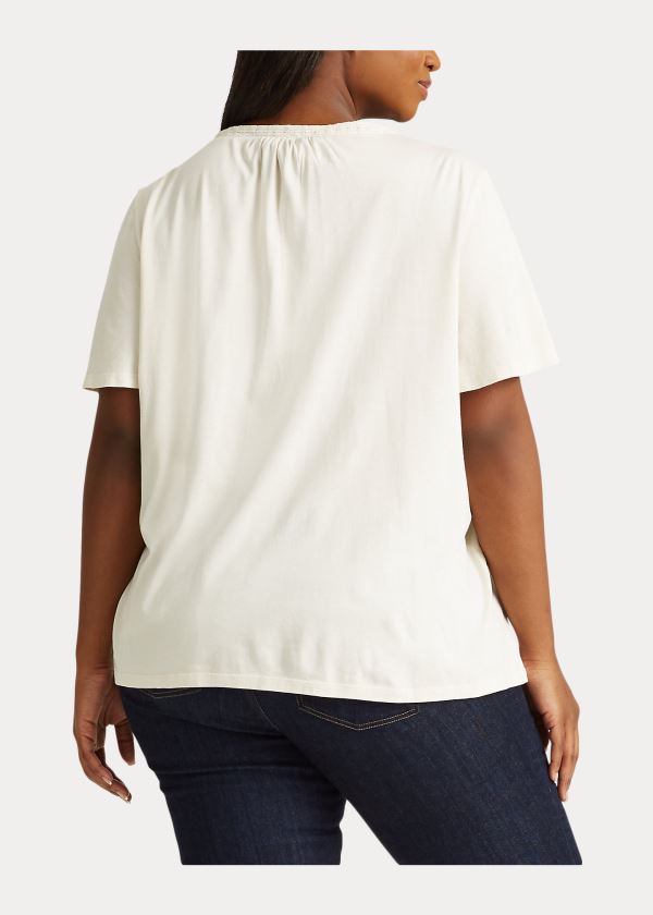 Ralph Lauren Jersey Flutter-Sleeve Top Krém | yuGFdw1f