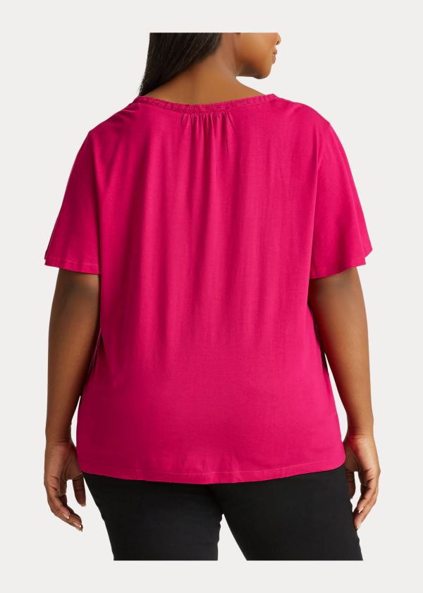 Ralph Lauren Jersey Flutter-Sleeve Top Světle Fuchsie | 4z1HafLU