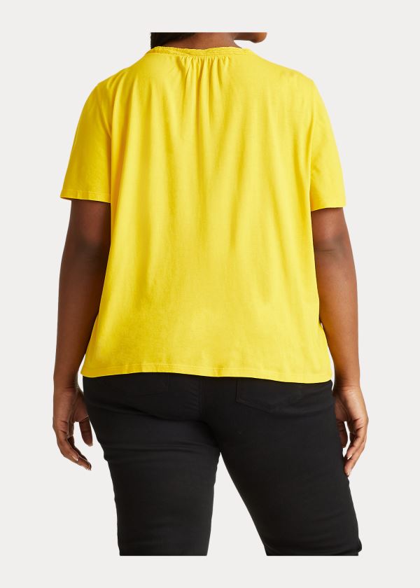 Ralph Lauren Jersey Flutter-Sleeve Top Žluté | tLGOBTwm