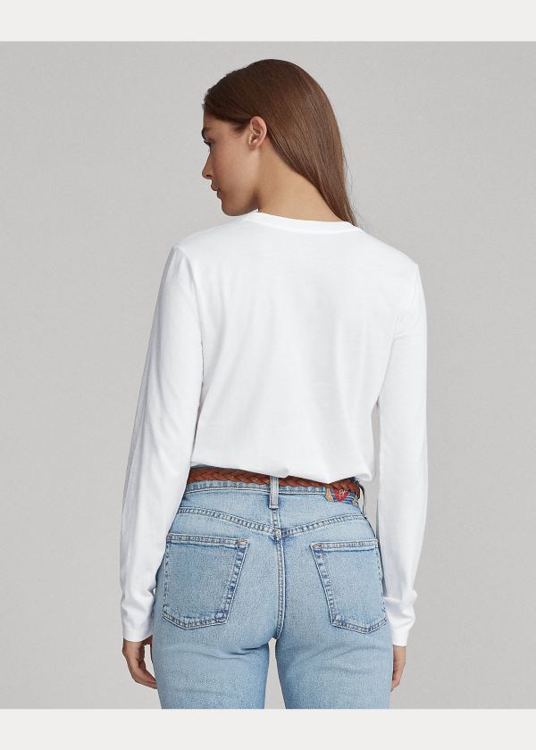 Ralph Lauren Jersey Long-Sleeve Shirt Bílé | Yo58b7kB