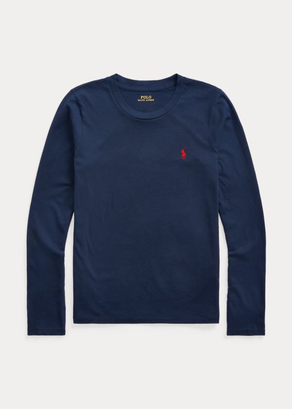 Ralph Lauren Jersey Long-Sleeve Shirt Tmavě Blankyt | eCS0bO6I