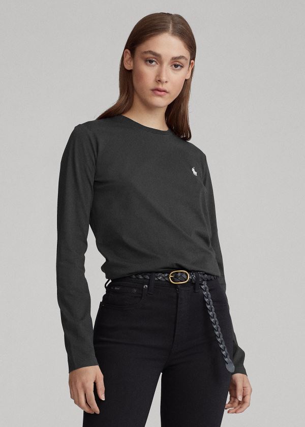 Ralph Lauren Jersey Long-Sleeve Shirt Černé | Y4kCsLh3