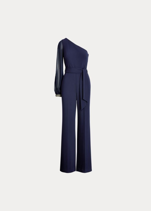Ralph Lauren Jersey One-Shoulder Jumpsuit Tmavě Blankyt | 6fgLmdxw