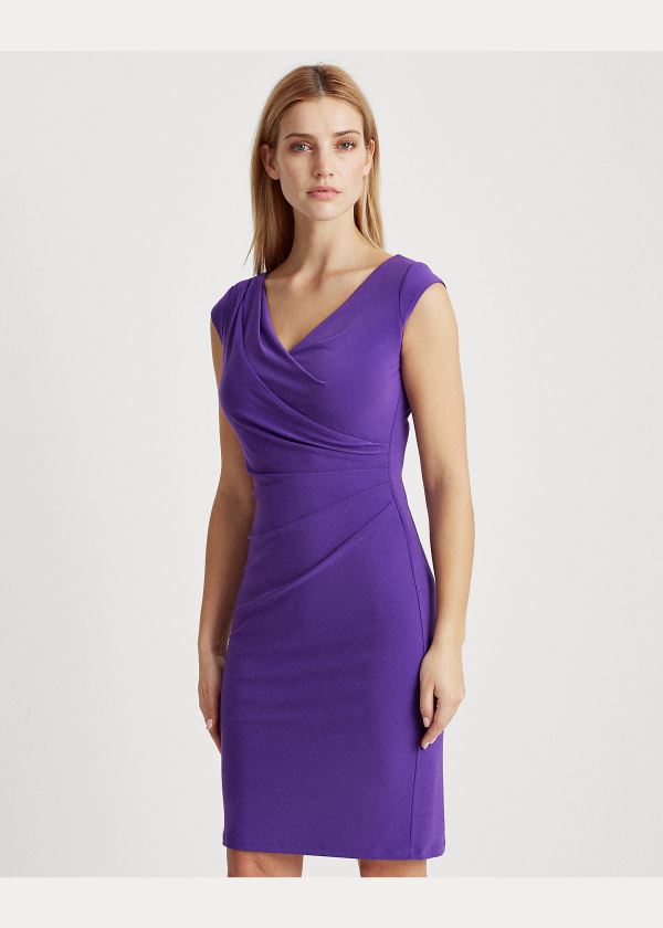 Ralph Lauren Jersey Surplice Šaty Fialové | AnXZSkZu