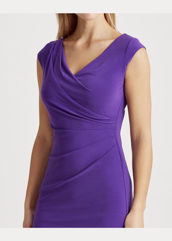 Ralph Lauren Jersey Surplice Šaty Fialové | AnXZSkZu