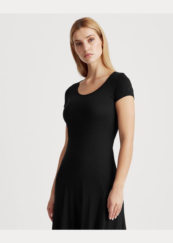Ralph Lauren Jersey T-Shirt Maxidress Černé | KrgFJ4y7