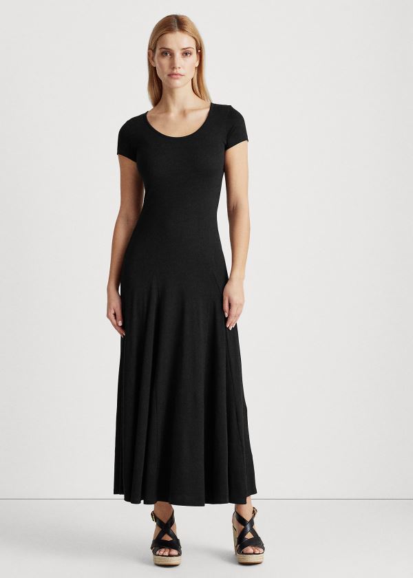 Ralph Lauren Jersey T-Shirt Maxidress Černé | KrgFJ4y7