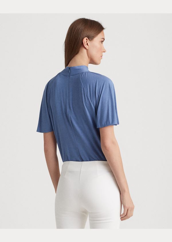 Ralph Lauren Jersey Tie-Neck Top Blankyt | 4sGx4HXo