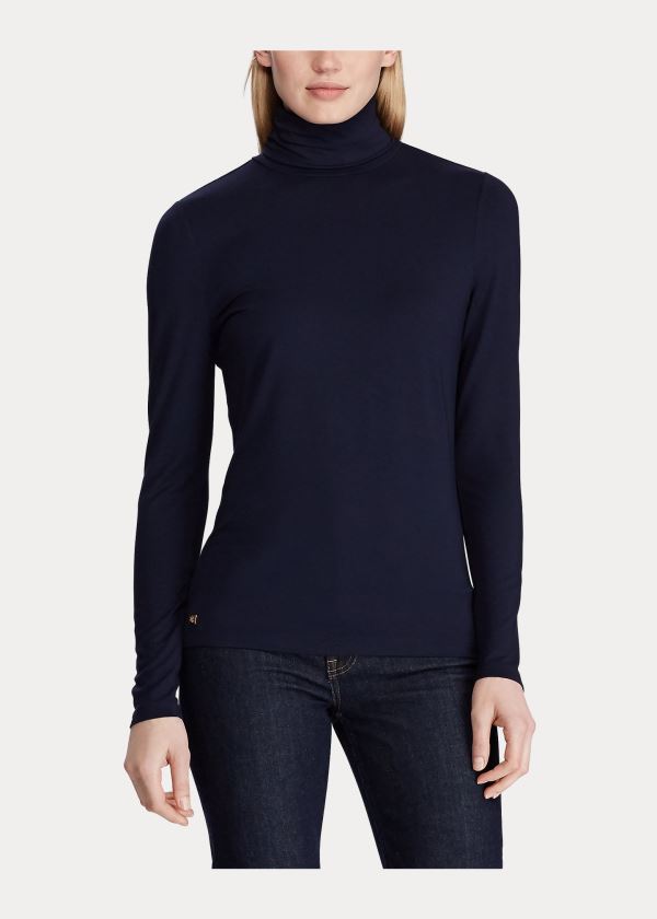 Ralph Lauren Jersey Turtleneck Tmavě Blankyt | lfbB0Sqj