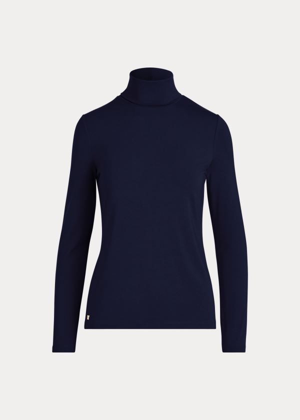 Ralph Lauren Jersey Turtleneck Tmavě Blankyt | lfbB0Sqj