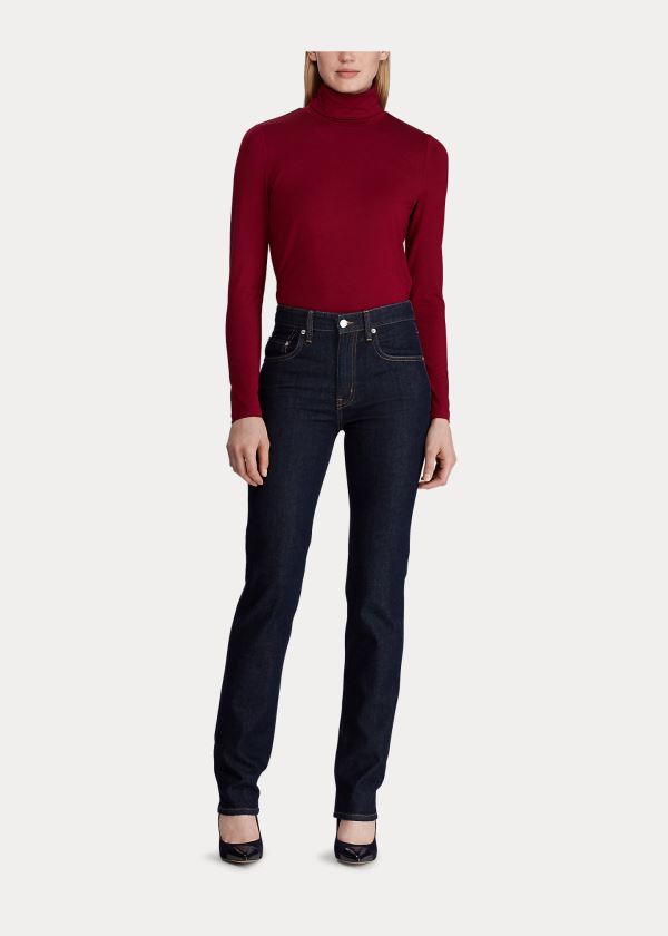 Ralph Lauren Jersey Turtleneck Tmavě Červené | CJPy98Bv