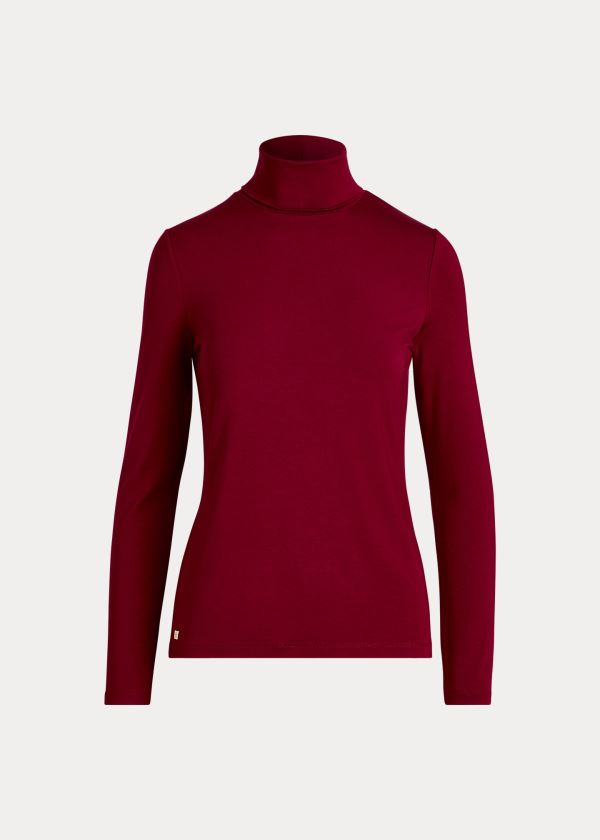 Ralph Lauren Jersey Turtleneck Tmavě Červené | CJPy98Bv