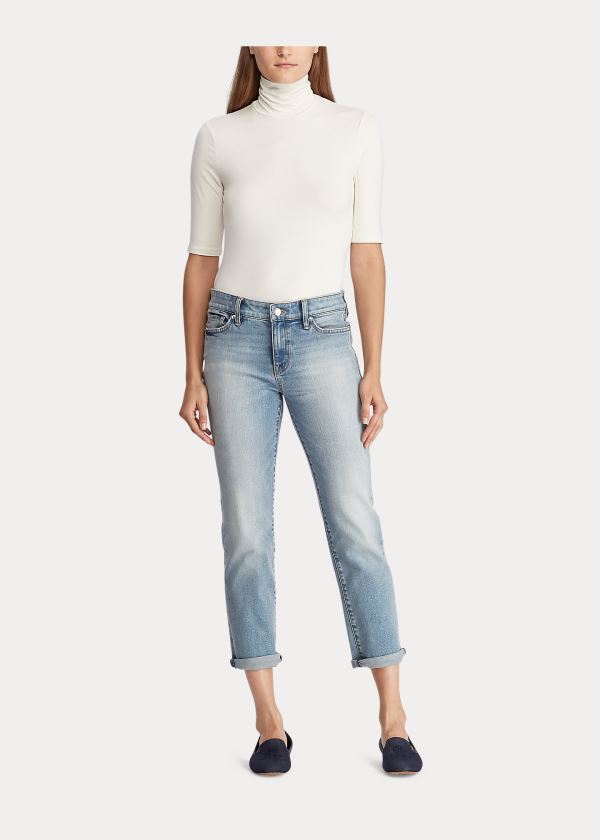 Ralph Lauren Jersey Turtleneck Top Krém | V8g3RrRR