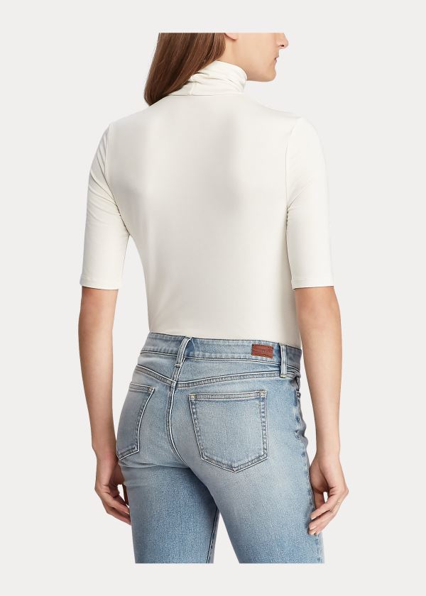 Ralph Lauren Jersey Turtleneck Top Krém | V8g3RrRR