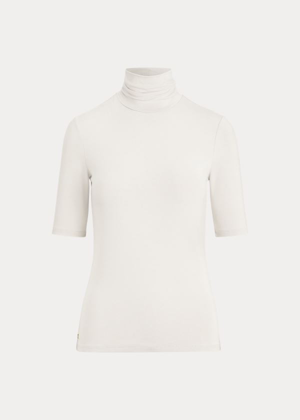 Ralph Lauren Jersey Turtleneck Top Krém | V8g3RrRR