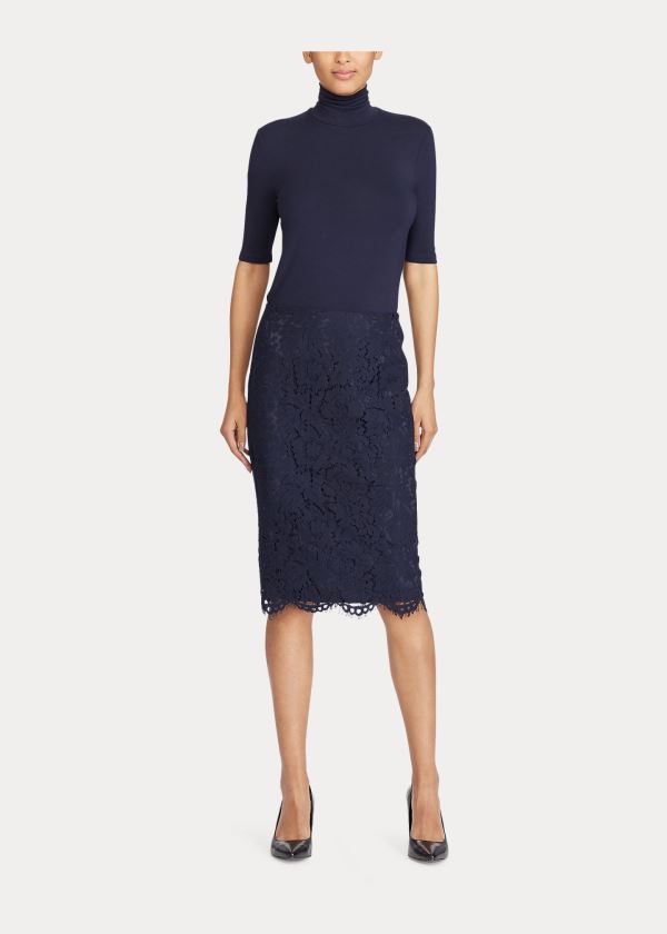 Ralph Lauren Jersey Turtleneck Top Tmavě Blankyt | 0FPF8QMb
