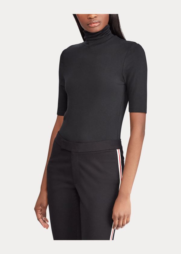 Ralph Lauren Jersey Turtleneck Top Černé | HXwNxPa7