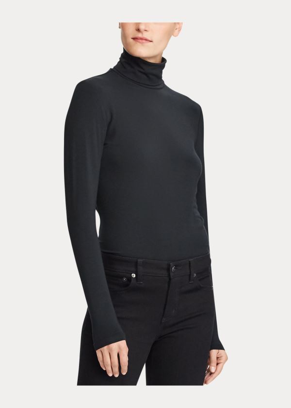 Ralph Lauren Jersey Turtleneck Černé | LCVtuOkj