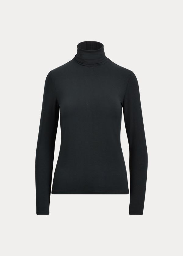 Ralph Lauren Jersey Turtleneck Černé | LCVtuOkj