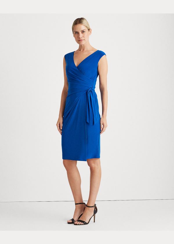 Ralph Lauren Jersey Wrap-Style Šaty Blankyt | phQUG0ZI
