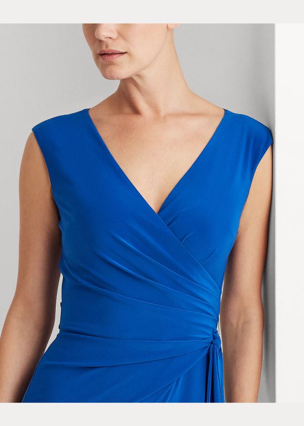 Ralph Lauren Jersey Wrap-Style Šaty Blankyt | phQUG0ZI