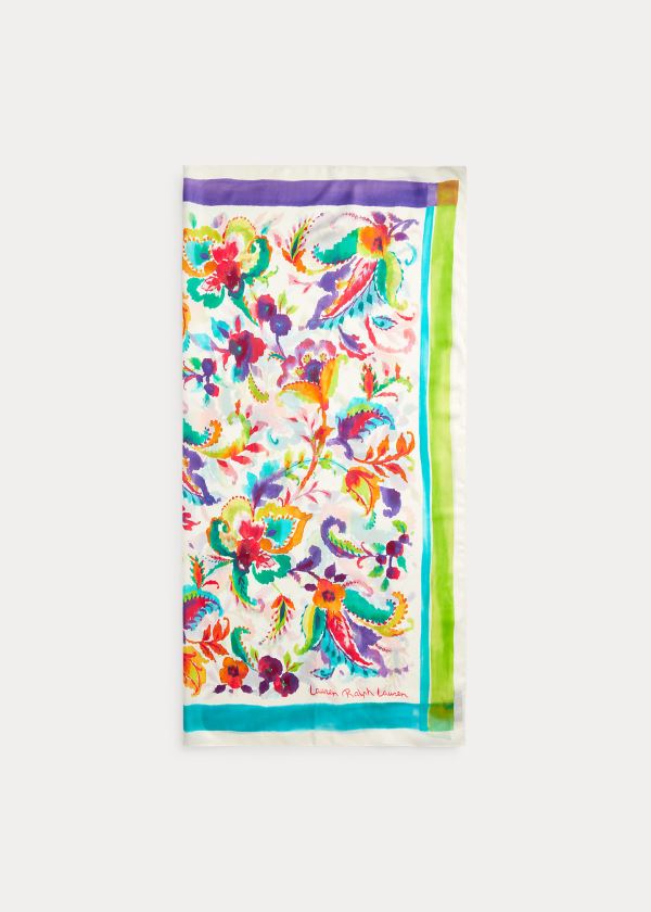 Ralph Lauren Jessica Silk Twill Scarf Krém | kMifEuGD
