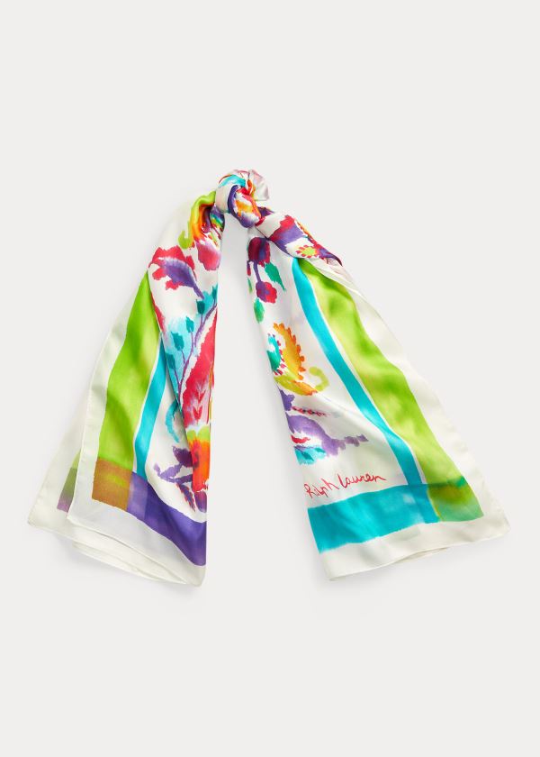 Ralph Lauren Jessica Silk Twill Scarf Krém | kMifEuGD