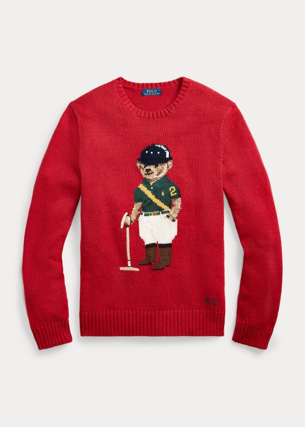 Ralph Lauren Jezdectví Bear Svetrové Červené | QvMjECOR