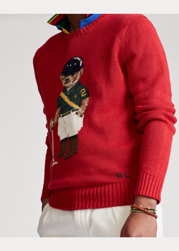 Ralph Lauren Jezdectví Bear Svetrové Červené | QvMjECOR