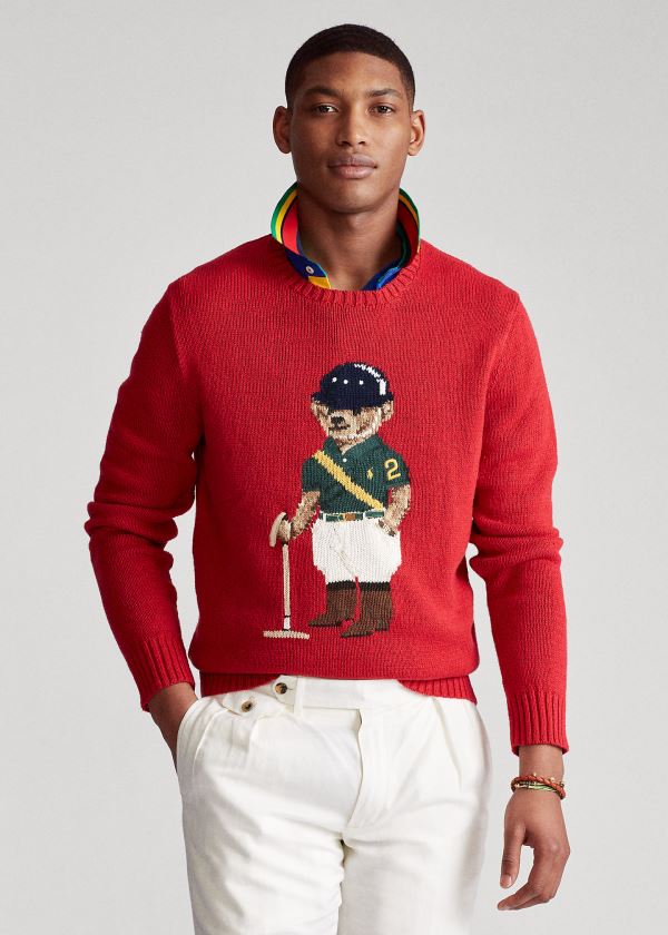 Ralph Lauren Jezdectví Bear Svetrové Červené | QvMjECOR