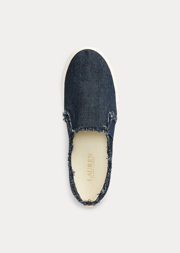 Ralph Lauren Jinny Denim Slip-On Sneakers Tmavě Blankyt | sc7xpPQc