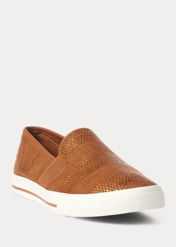 Ralph Lauren Jinny Woven Slip-On Sneakers Hnědé | E4nmTgYX