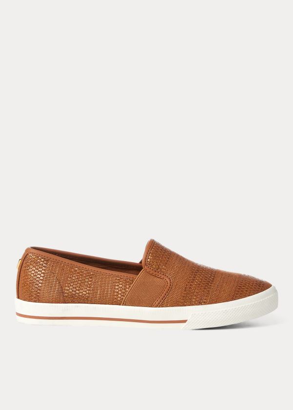 Ralph Lauren Jinny Woven Slip-On Sneakers Hnědé | E4nmTgYX