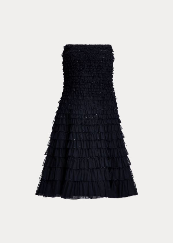 Ralph Lauren Jordynn Sequined Tulle Šaty Tmavě Tmavě Blankyt | D0sltcwv