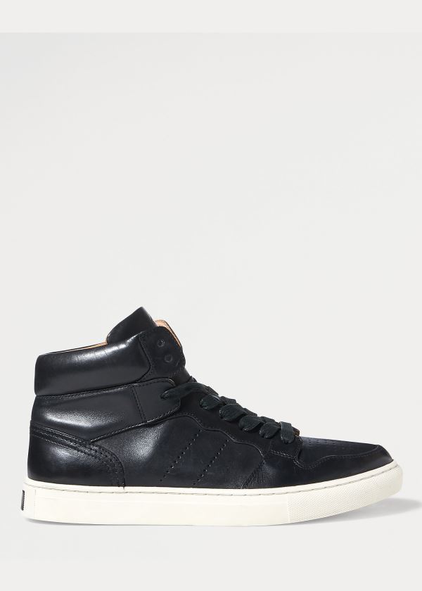 Ralph Lauren Jory Calfskin High-Top Sneakers Černé | VDItJrEd