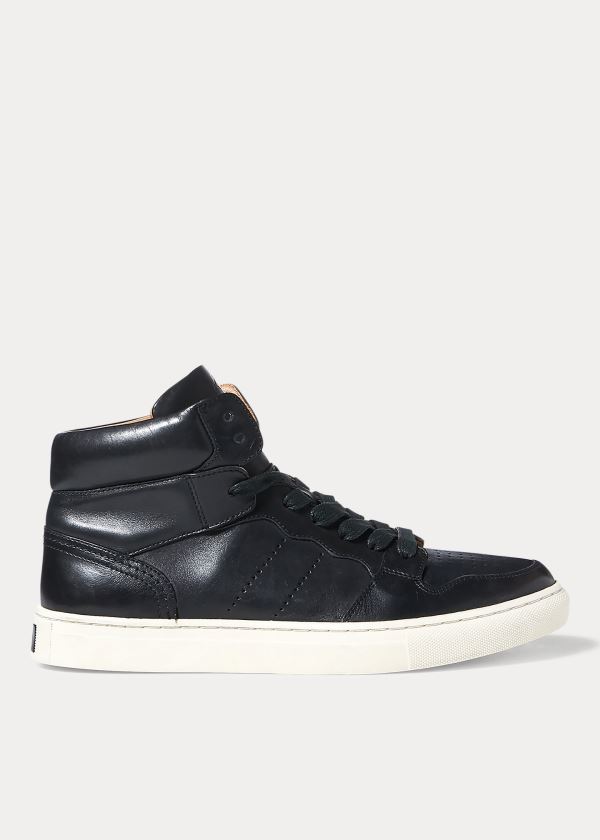 Ralph Lauren Jory Calfskin High-Top Sneakers Černé | VDItJrEd