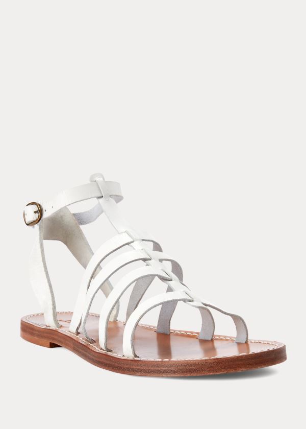 Ralph Lauren Julianne Læder Sandal Bílé | 6uu5fJt5
