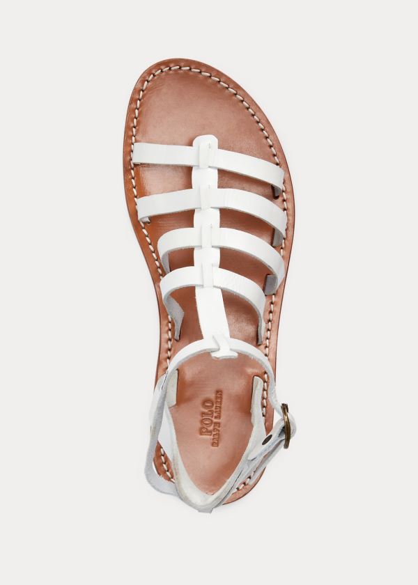 Ralph Lauren Julianne Læder Sandal Bílé | 6uu5fJt5