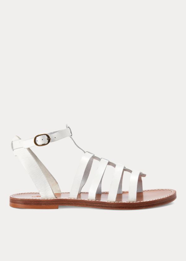 Ralph Lauren Julianne Læder Sandal Bílé | 6uu5fJt5