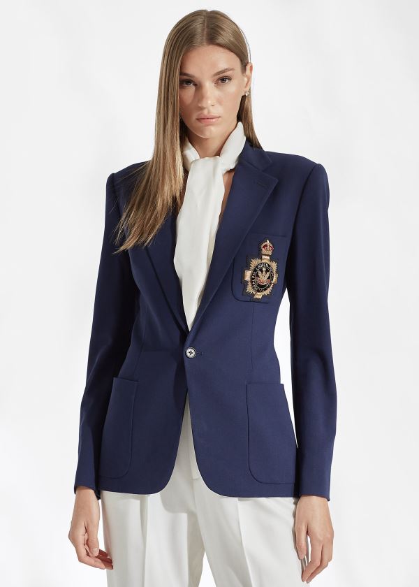 Ralph Lauren Katherine Wool Crepe Jacket Tmavě Blankyt | nTx3czOX