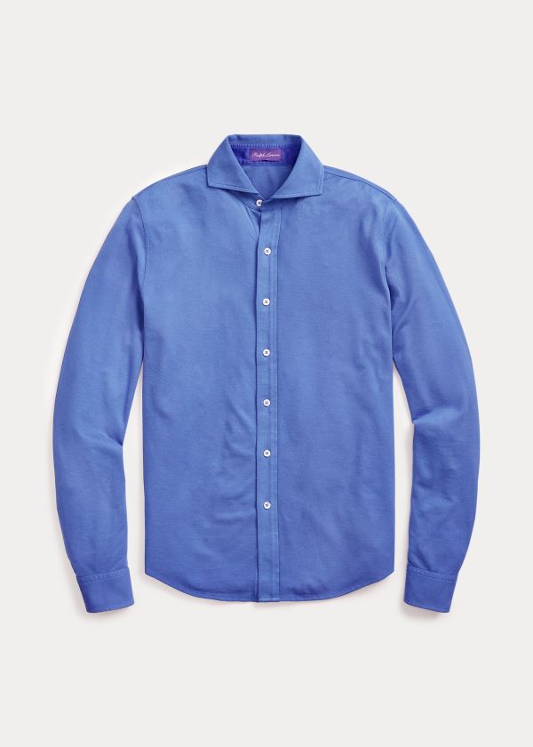Ralph Lauren Keaton Washed Piqué Shirt Blankyt Blankyt Světle Modré | 6HX0PJE7